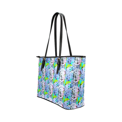 Elephant Art color Print Pattern Leather Tote Bag