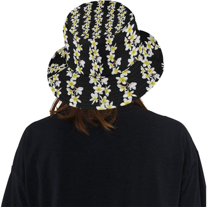 White Plumeria Pattern Print Design PM08 Unisex Bucket Hat