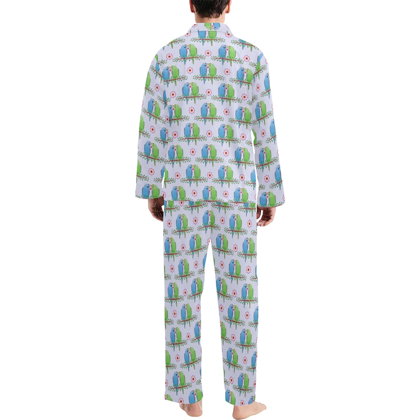 Budgerigar Pattern Print Design 05 Men's Long Pajama Set