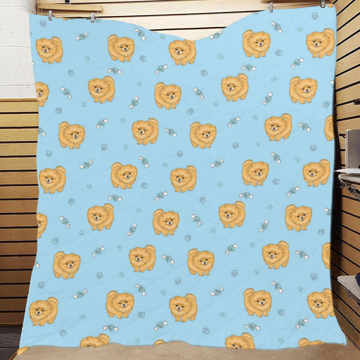 Pomeranians Pattern Print Design A03 Premium Quilt