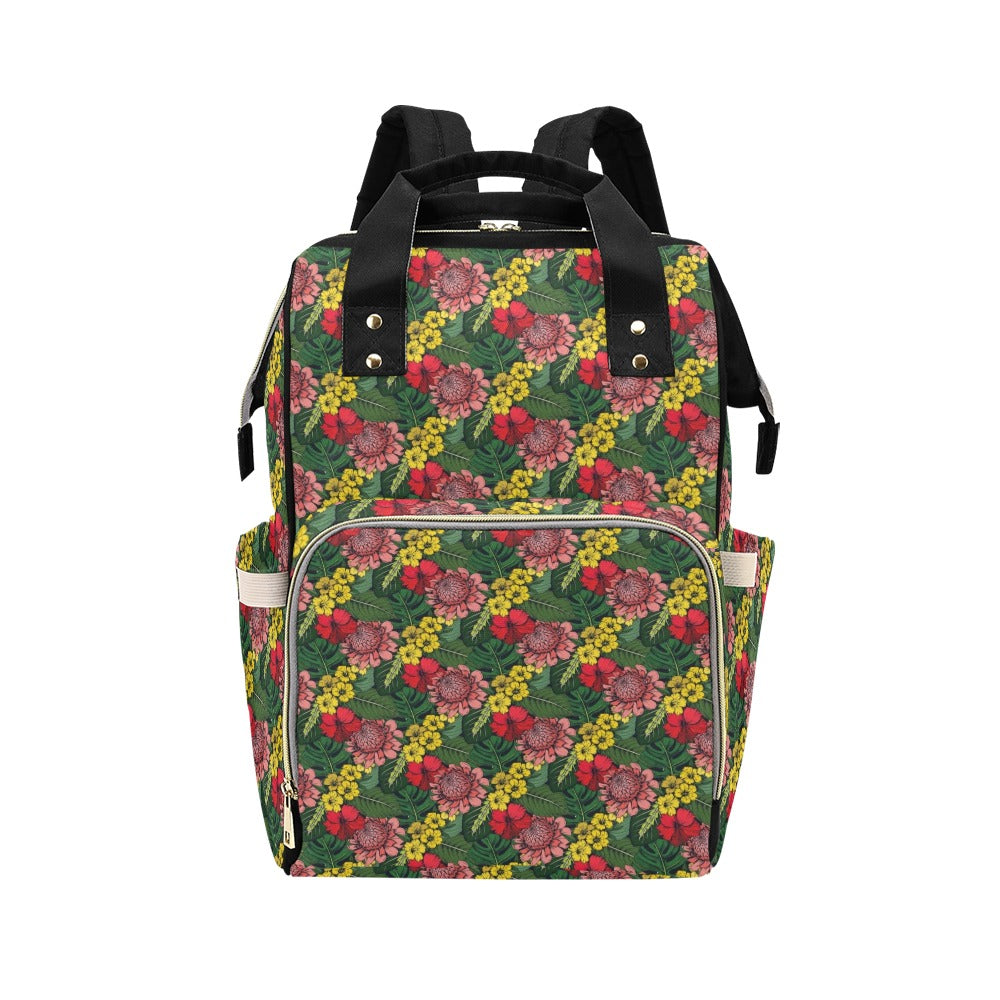 Summer Floral Print Design LKS305 Diaper Bag Backpack