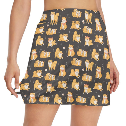 Shiba Inu Print Design LKS309 17" Golf & Pickleball Skort with Pockets