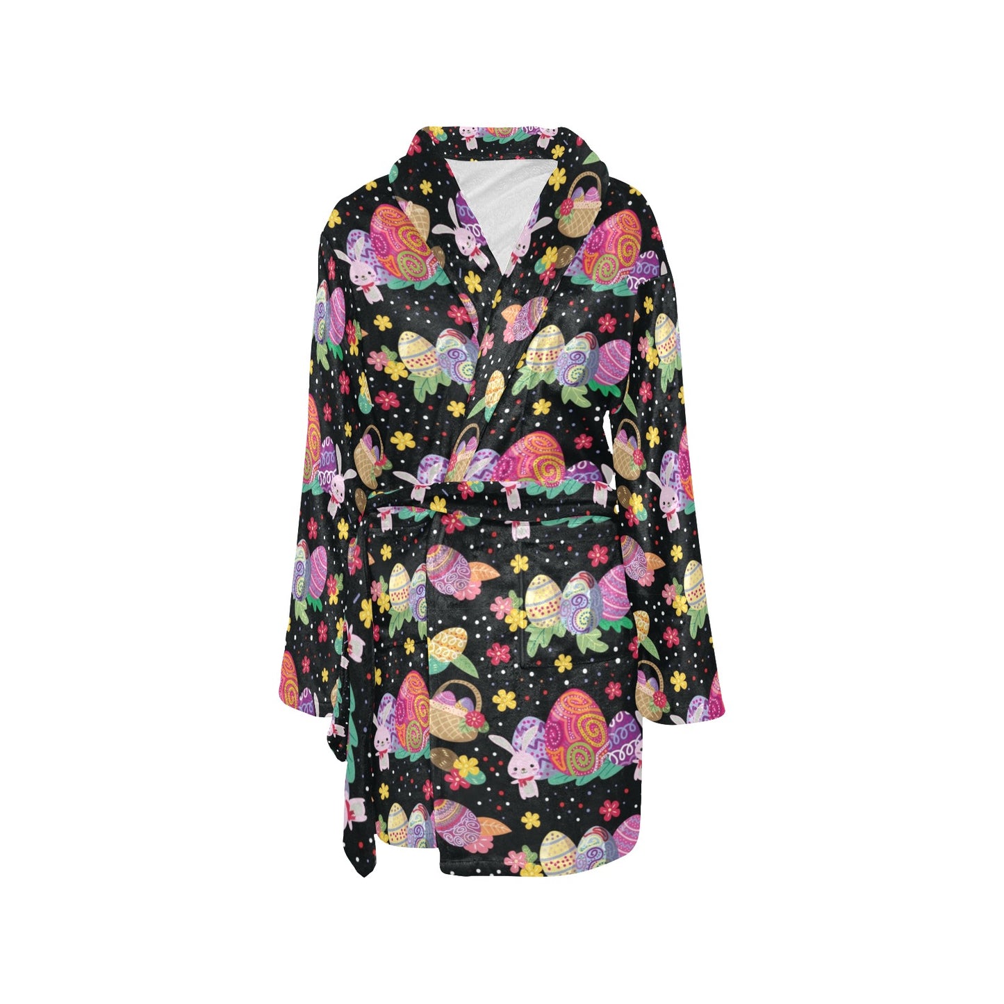 Easter Eggs Pattern Print Design RB06 Women's Fleece Robe
