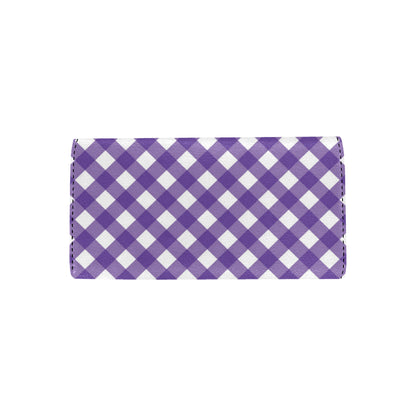 Gingham Purple Pattern Print Design 03 Women's Trifold Wallet
