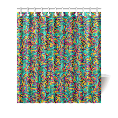 Psychedelic Trippy Floral Design Shower Curtain