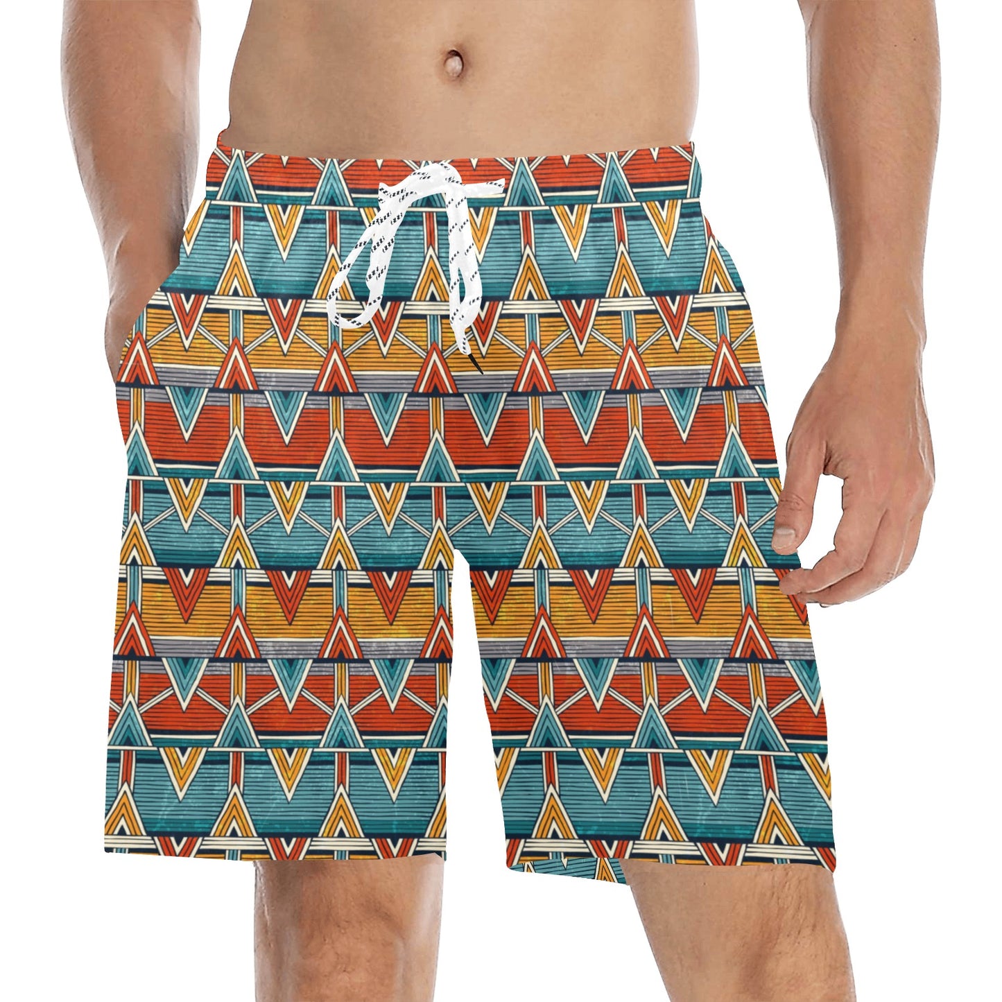 Kente Print African Design Themed Men's Swim Trunks Beach Shorts