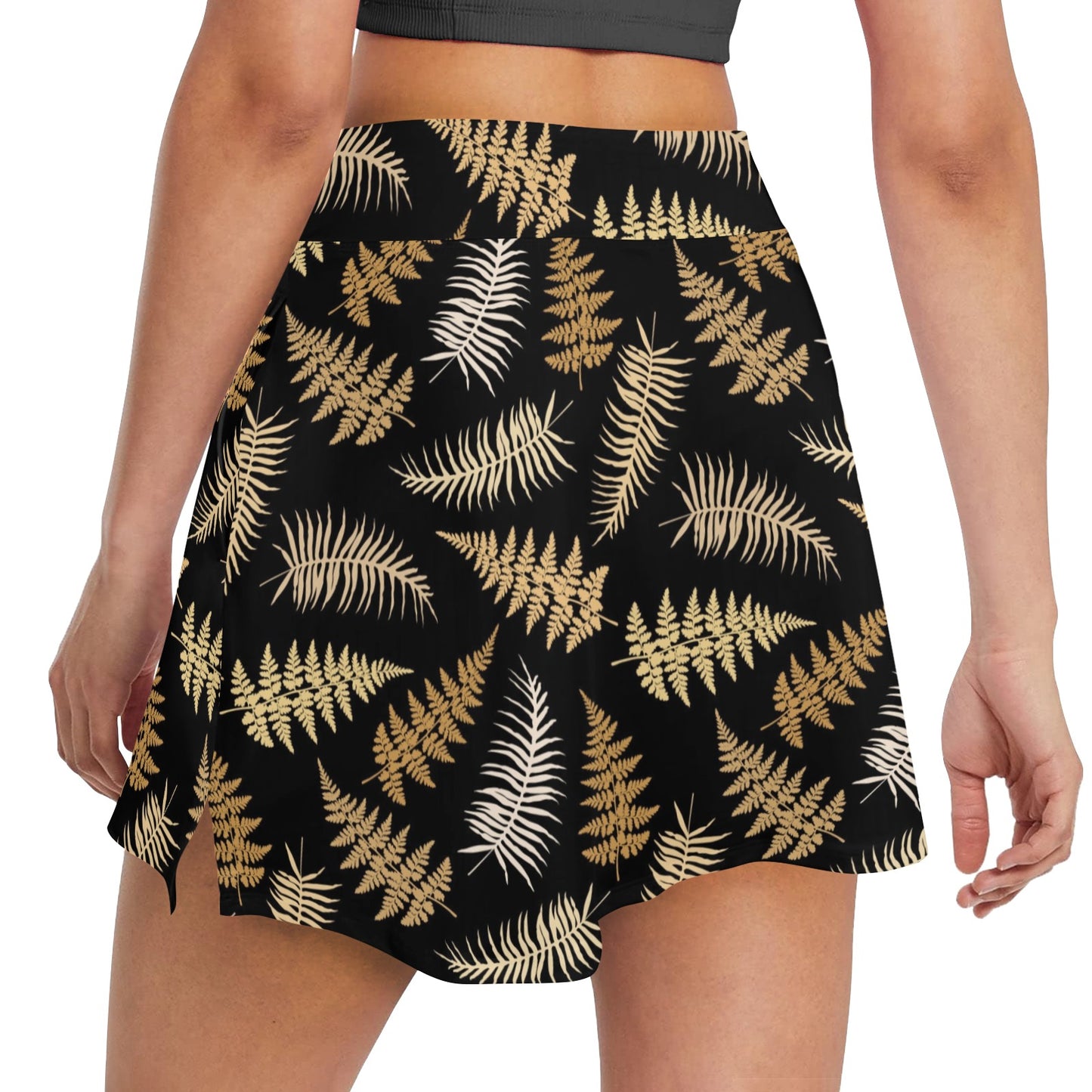 Fern Leave Bright Print Pattern 17" Golf & Pickleball Skort with Pockets