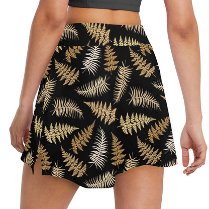 Fern Leave Bright Print Pattern 17" Golf & Pickleball Skort with Pockets