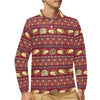 Burrito Taco Print Design LKS302 Long Sleeve Polo Shirt For Men's