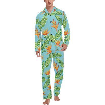 Bird Of Paradise Pattern Print Design BOP04 Men's Long Pajama Set