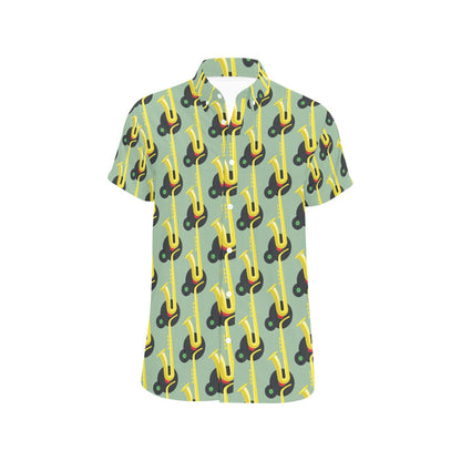 Saxophone Print Design LKS405 Men Short Sleeve Button Up Shirt