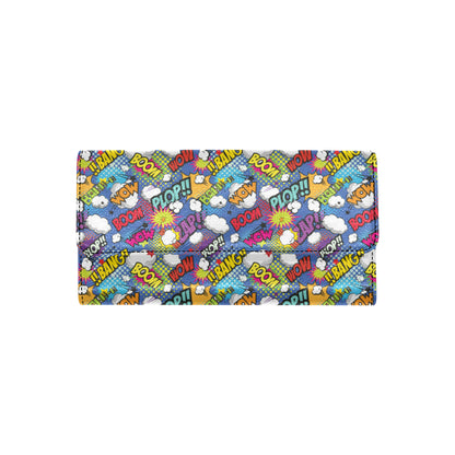 Comic Book Pattern Print Design 02 Women's Trifold Wallet