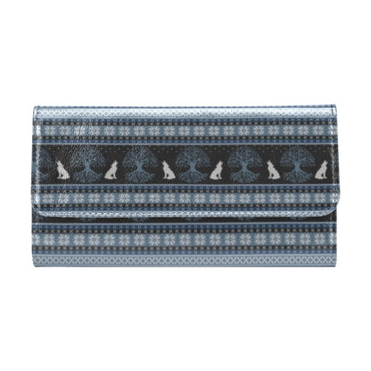 Wolf Tree of Life Knit Design Print Women's Trifold Wallet