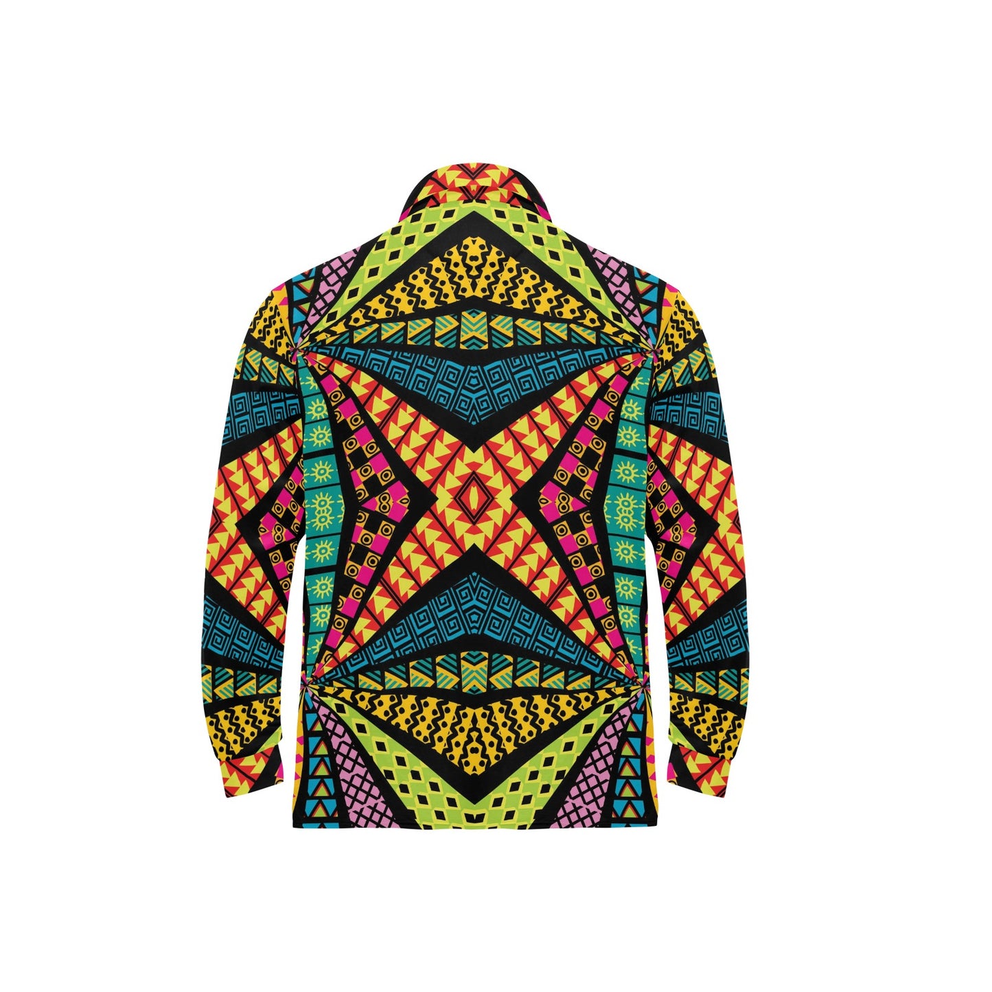 Kaleidoscope Pattern Print Design 05 Long Sleeve Polo Shirt For Men's