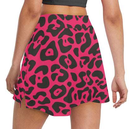 Cheetah Pink Print Pattern 17" Golf & Pickleball Skort with Pockets