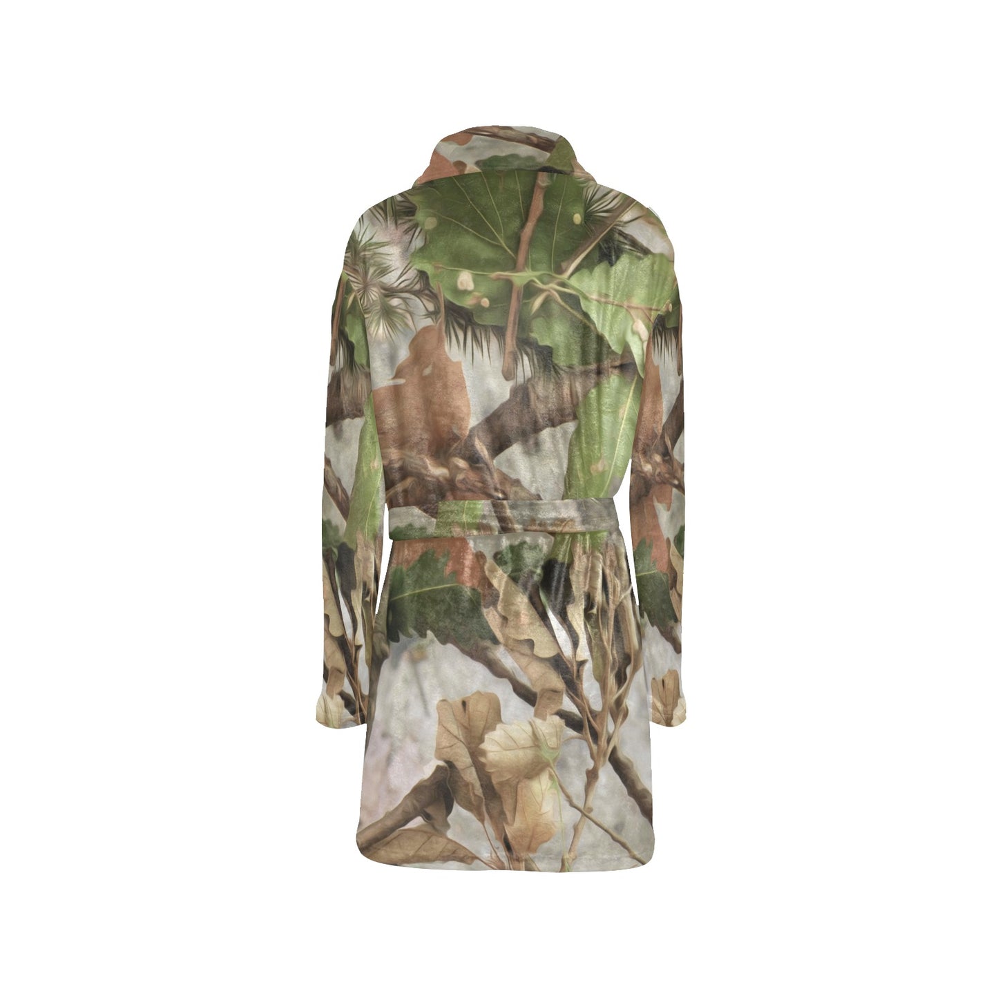 Camo Realistic Tree Forest Print Women's Fleece Robe