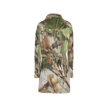 Camo Realistic Tree Forest Print Women's Fleece Robe