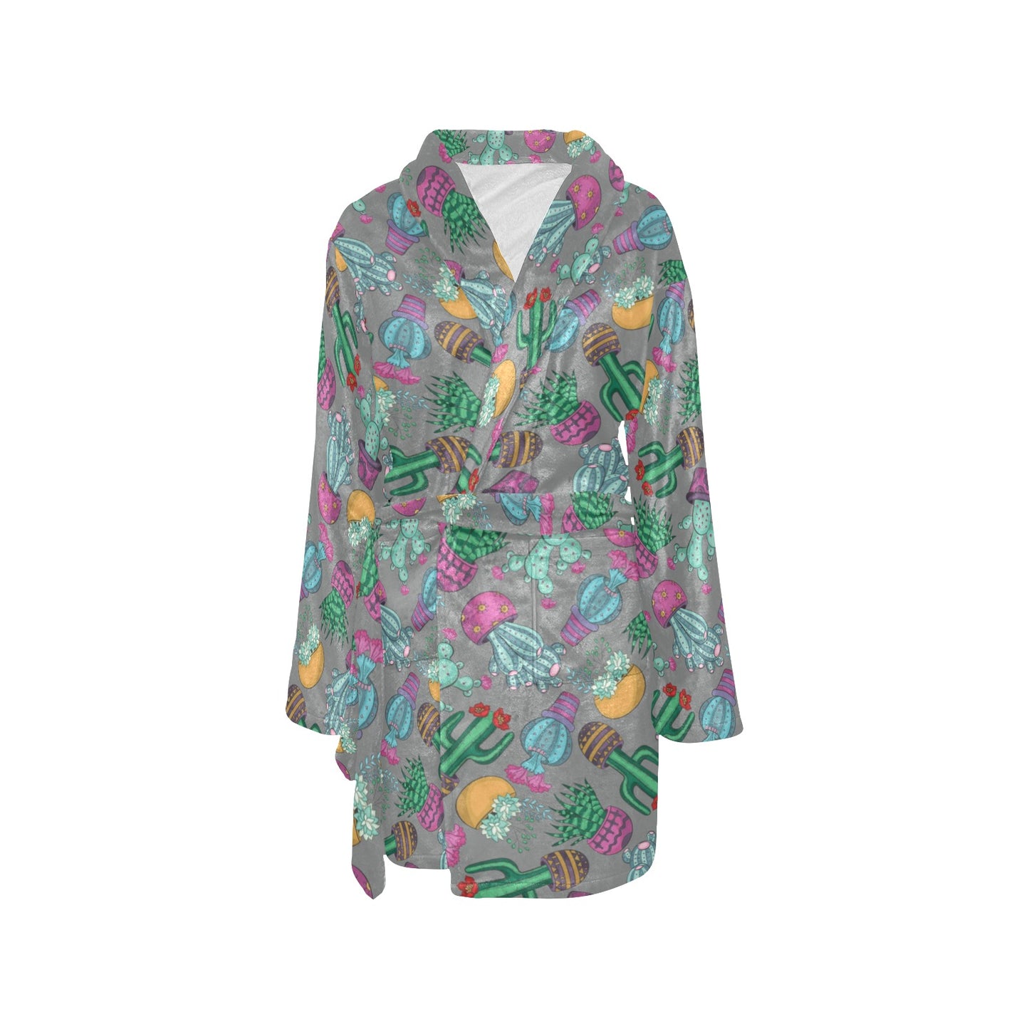 Cactus Colorful Print Pattern Women's Fleece Robe