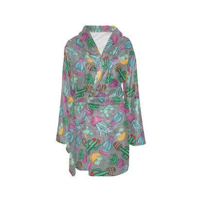 Cactus Colorful Print Pattern Women's Fleece Robe