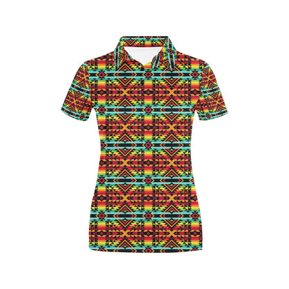 Kente Red Design African Print Women's Polo Shirt