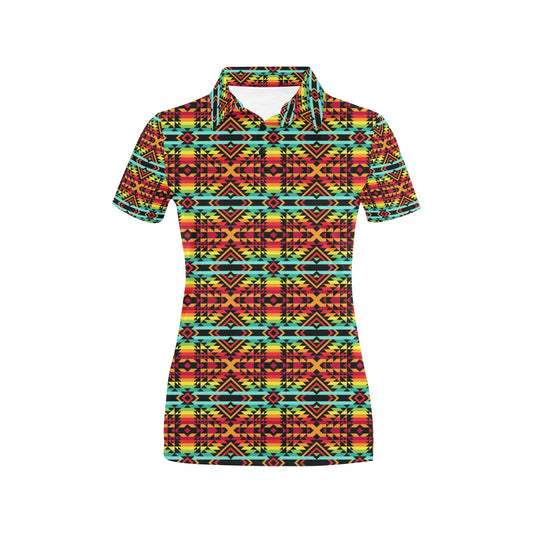 Kente Red Design African Print Women's Polo Shirt