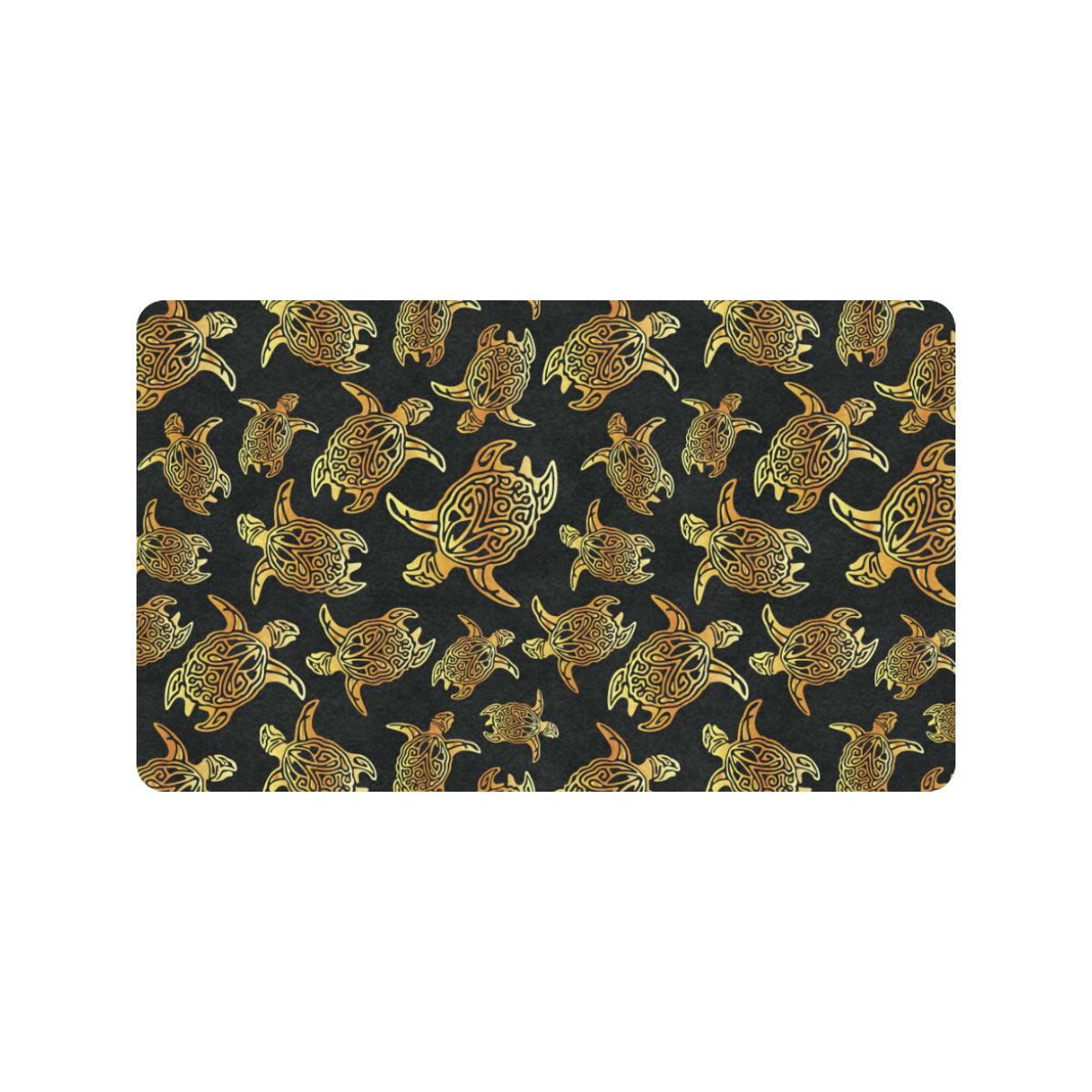 Gold Tribal Turtle Polynesian Themed Rubber Doormat