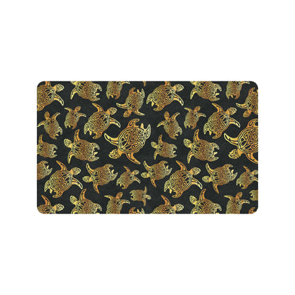 Gold Tribal Turtle Polynesian Themed Rubber Doormat