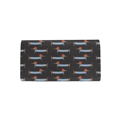 Dachshund Pattern Print Design 04 Women's Trifold Wallet