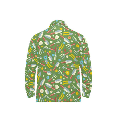 Gardening Pattern Print Design G06 Long Sleeve Polo Shirt For Men's