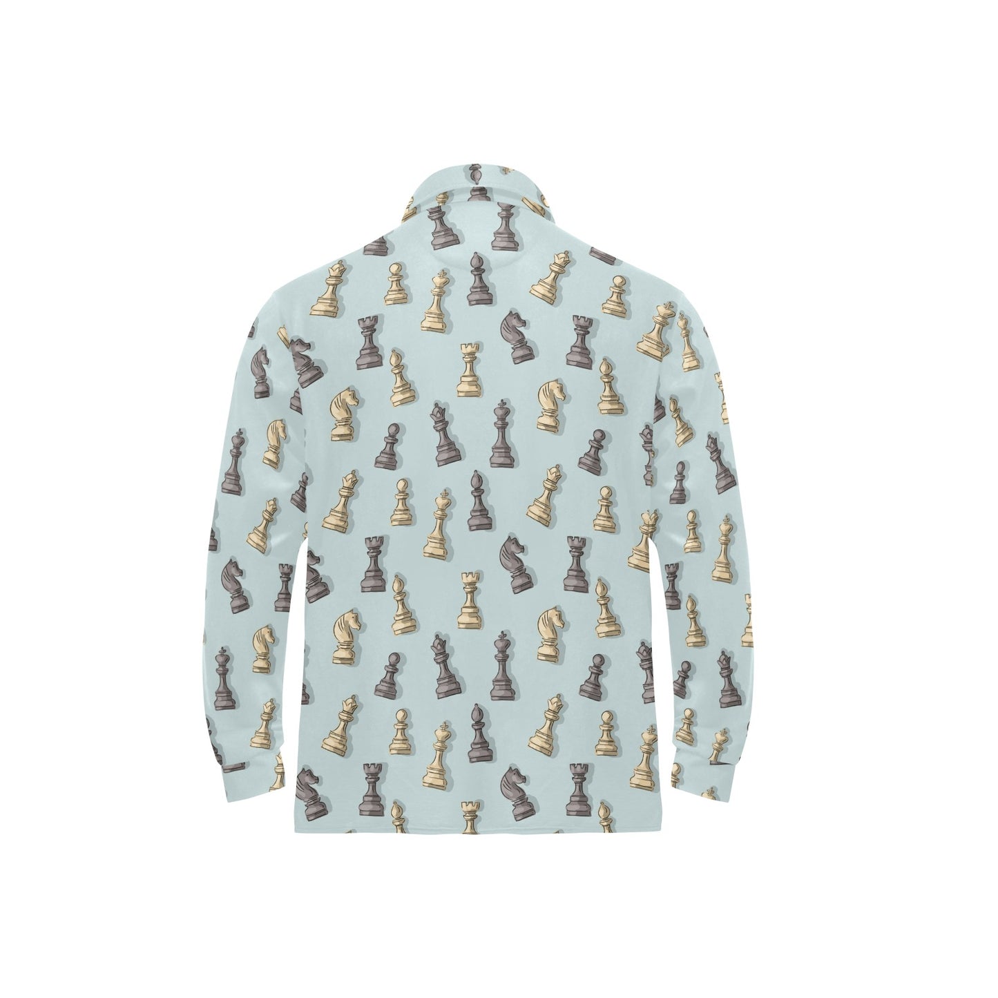 Chess Pattern Print Design 02 Long Sleeve Polo Shirt For Men's