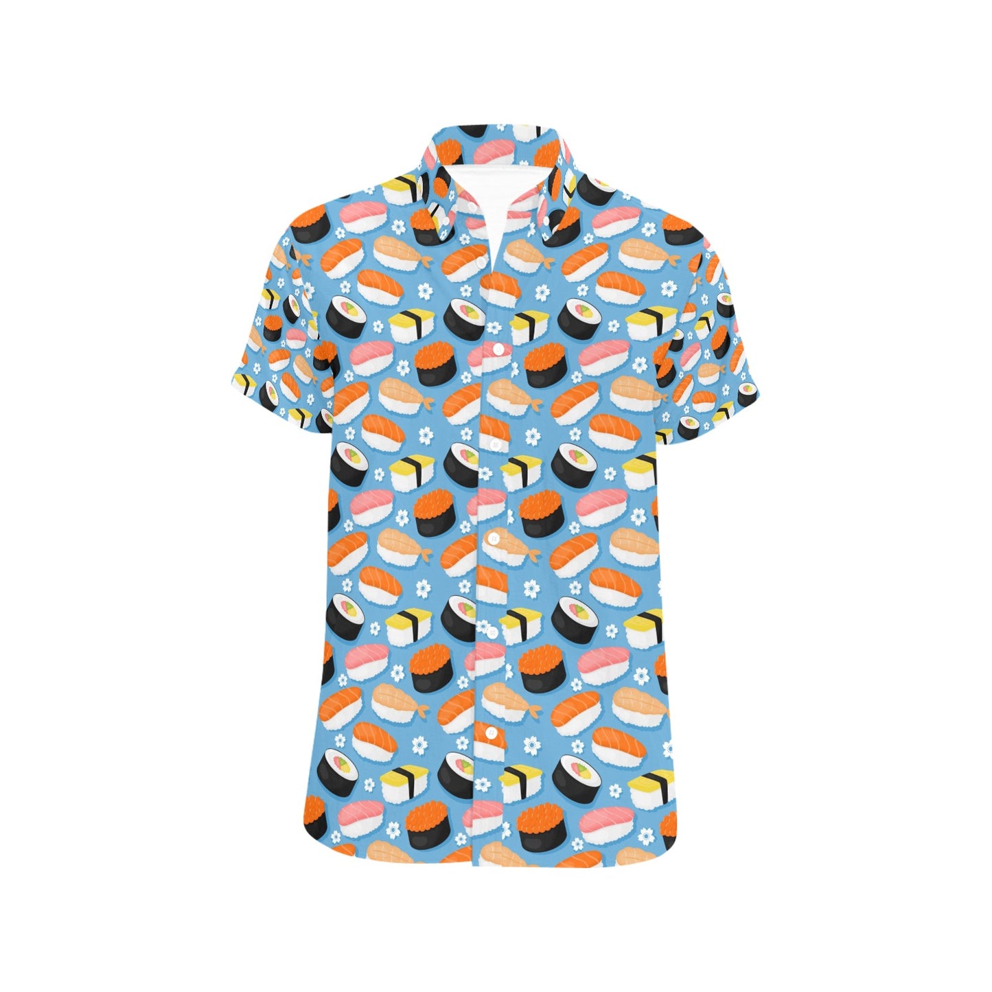 Sushi Print Design LKS304 Men Short Sleeve Button Up Shirt