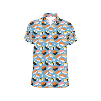 Sushi Print Design LKS304 Men Short Sleeve Button Up Shirt