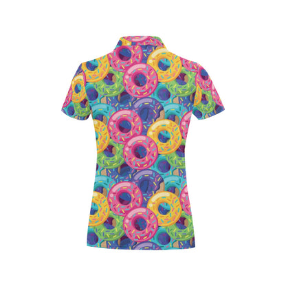 Donut Pattern Print Design DN010 Women's Polo Shirt