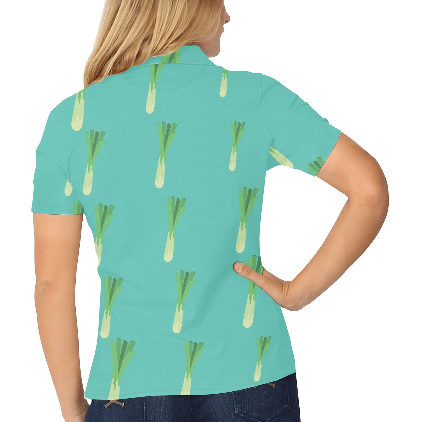 Leek Pattern Print Design 01 Women's Polo Shirt
