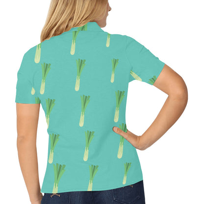 Leek Pattern Print Design 01 Women's Polo Shirt