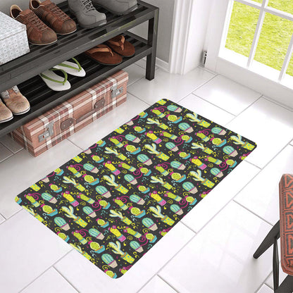 Cactus Neon Style Print Pattern Rubber Doormat