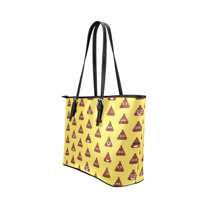 Emoji Poop Print Pattern Leather Tote Bag