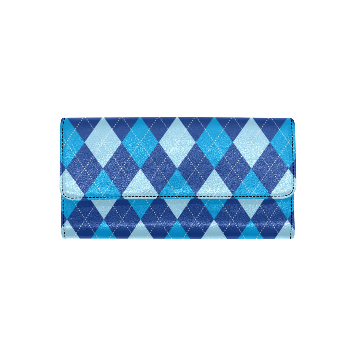 Argyle Blue Pattern Print Design 02 Women's Trifold Wallet