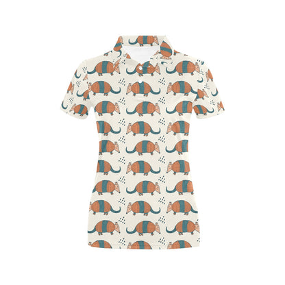 Armadillo Pattern Print Design 01 Women's Polo Shirt