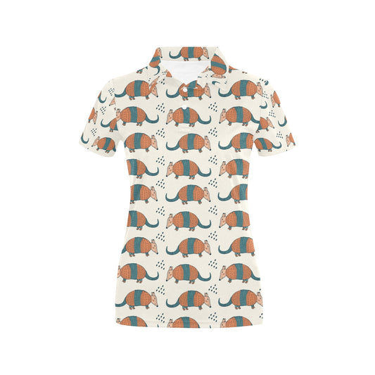 Armadillo Pattern Print Design 01 Women's Polo Shirt