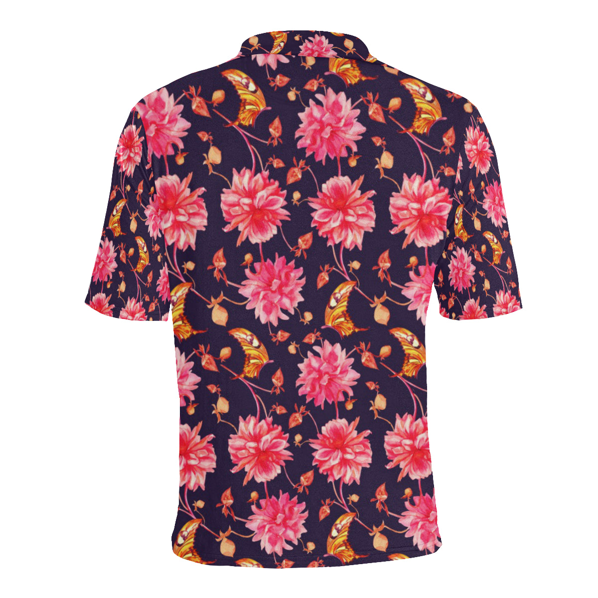 Dahlia Pattern Print Design DH03 Men Polo Shirt