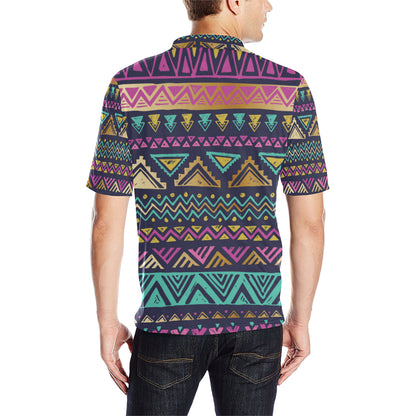 Multicolor Tribal aztec Men Polo Shirt