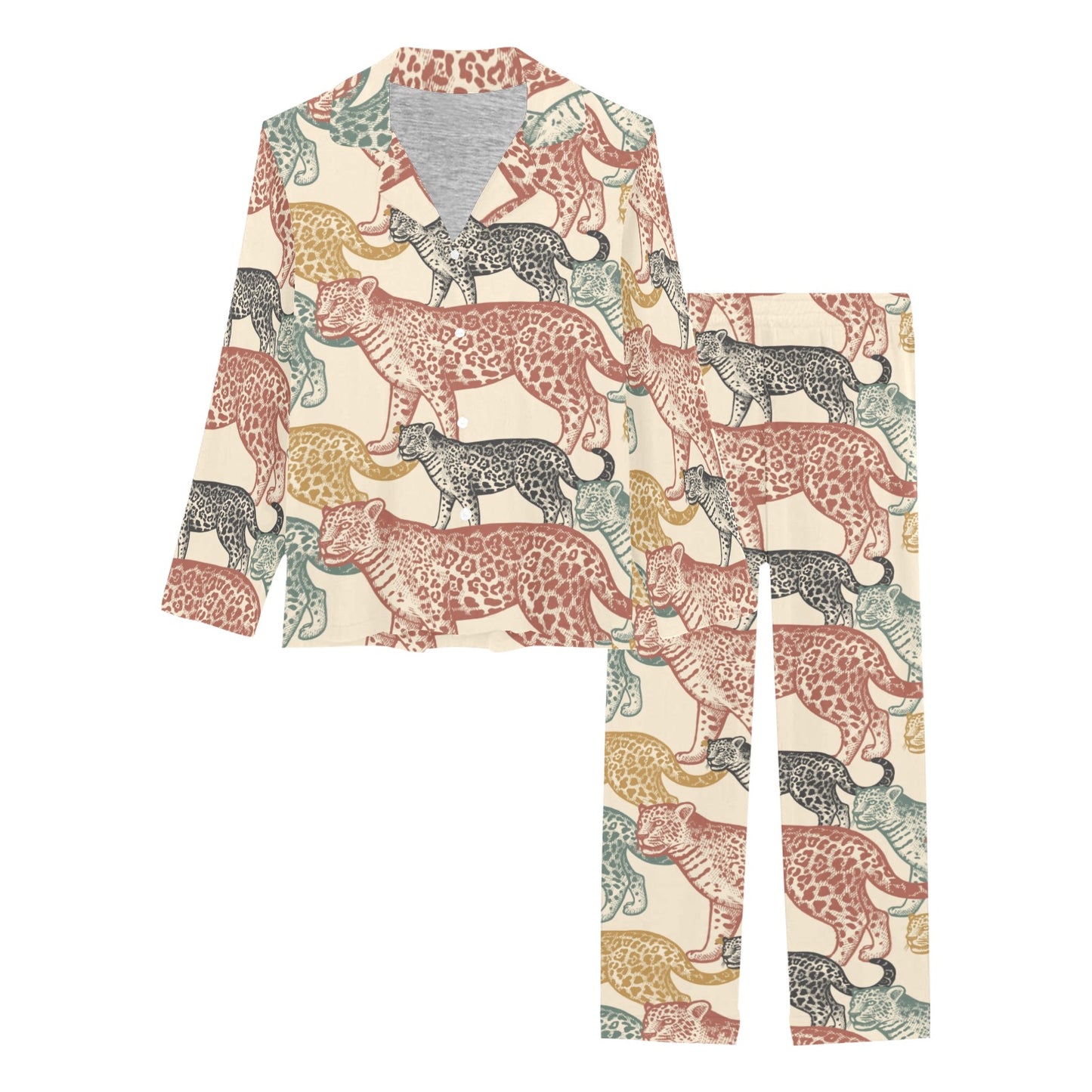Jaguar Pattern Print Design 01 Women's Long Pajama Set