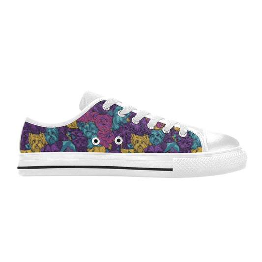 Yorkshire Terriers Print Design LKS3010 Women's White Low Top Shoes