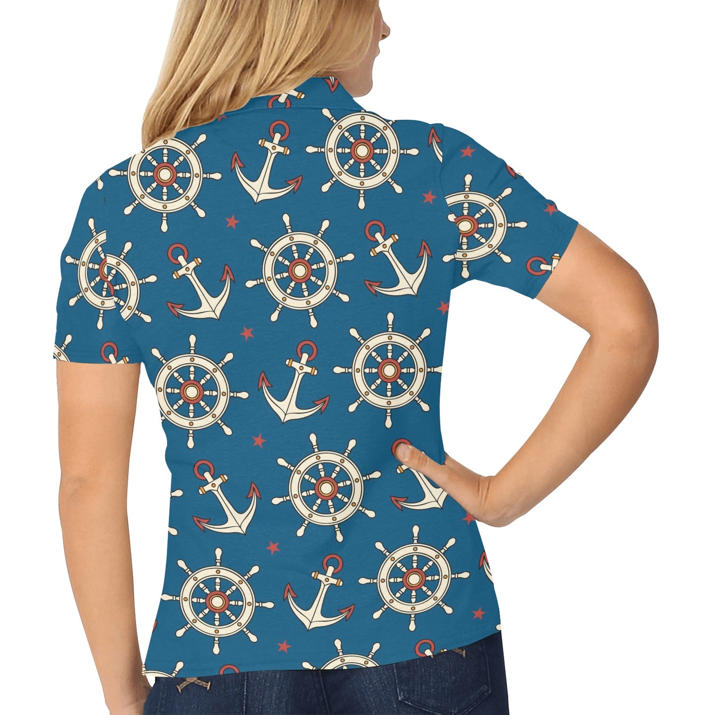 Anchor Pattern Print Design 02 Women's Polo Shirt