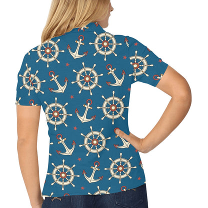 Anchor Pattern Print Design 02 Women's Polo Shirt