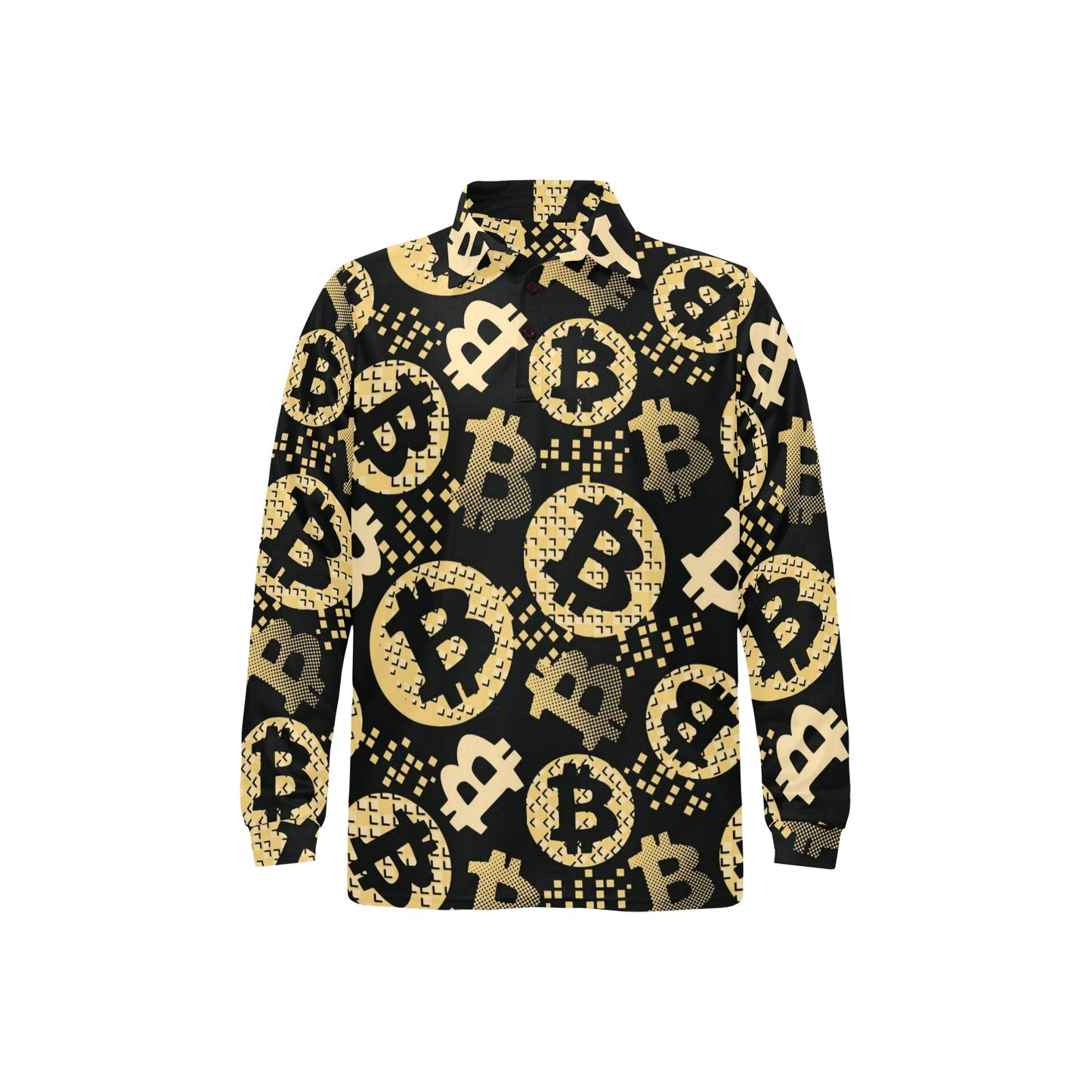 Bitcoin Pattern Print Design DO06 Long Sleeve Polo Shirt For Men's
