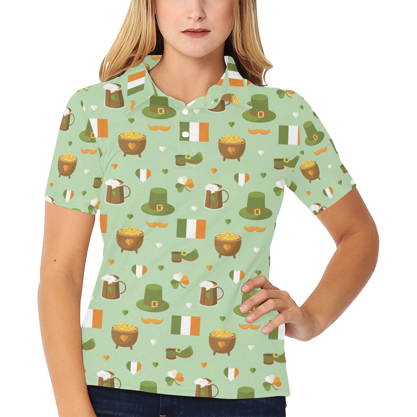 St Patricks Day Print Design LKS302 Women's Polo Shirt