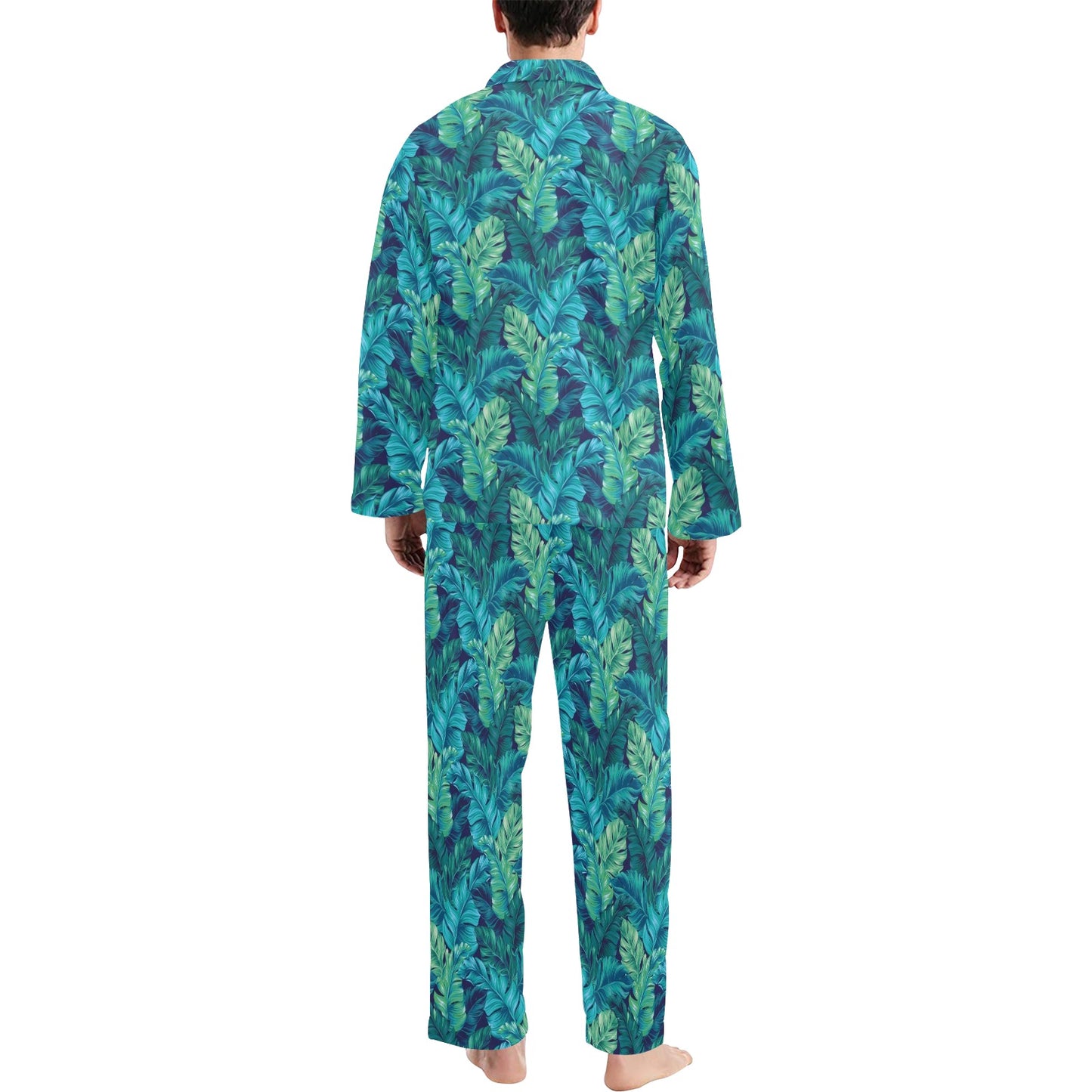 Banana Leaf Pattern Print Design 06 Men's Long Pajama Set