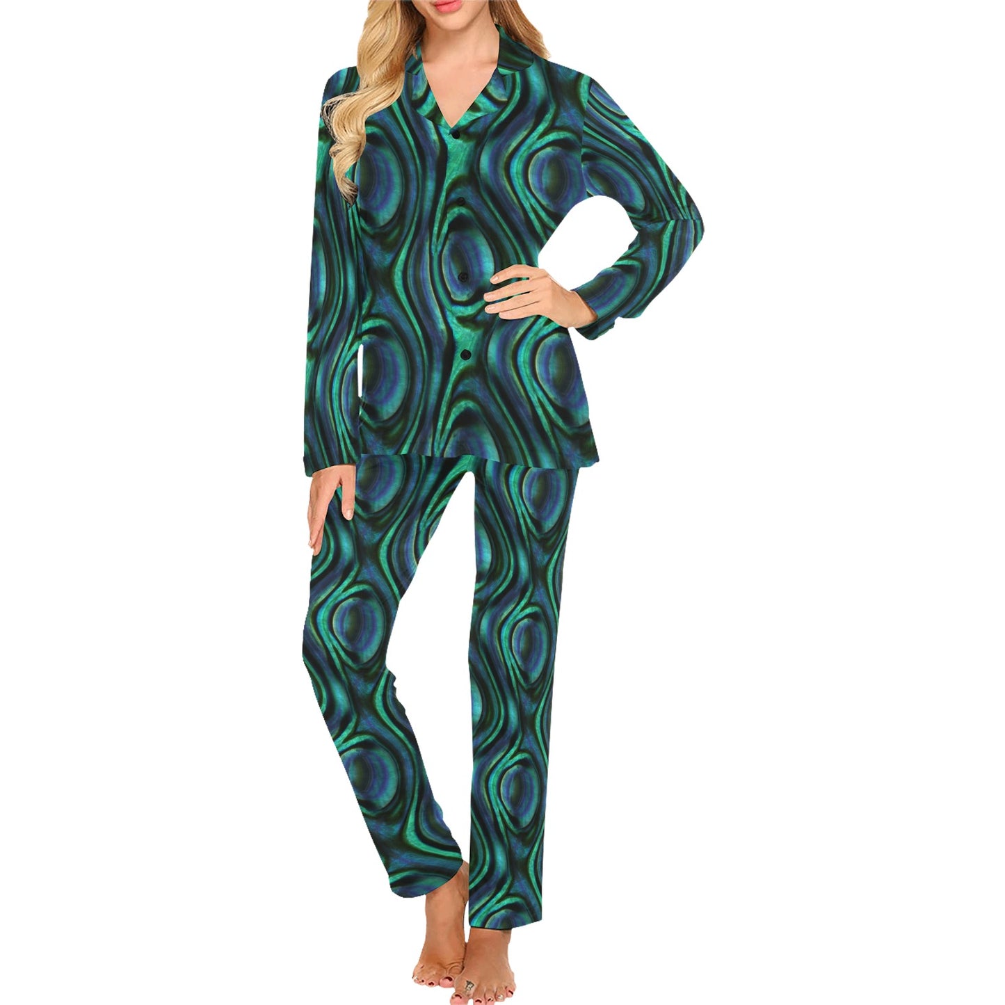 Abalone Pattern Print Design 01 Women's Long Pajama Set